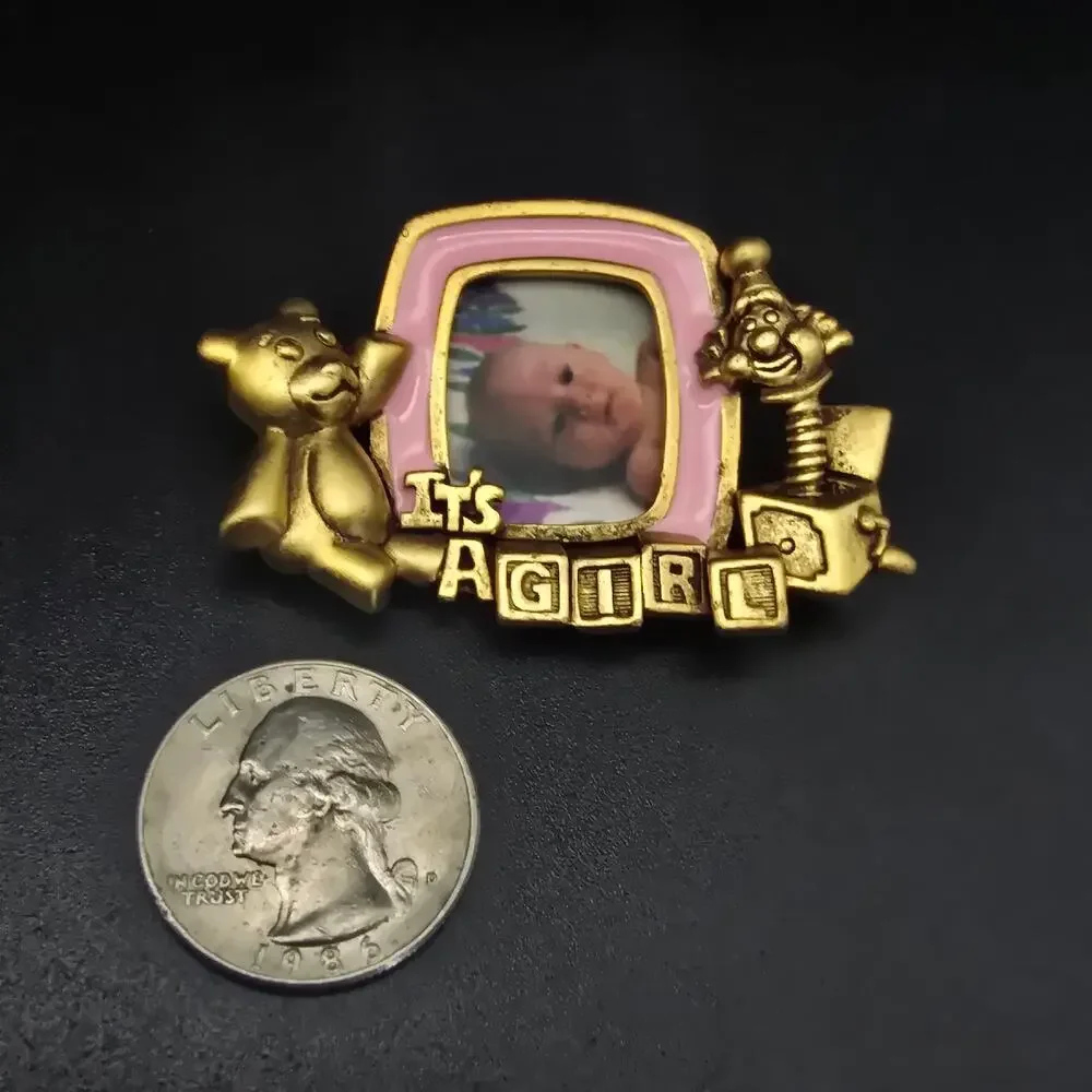Danecraft It's A Girl Photo Frame Brooch Birth Announcement Gender Reveal
